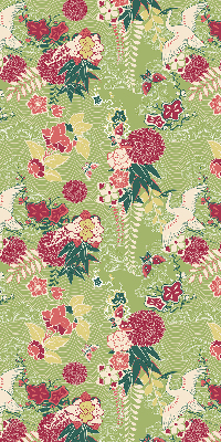 Binnenrolgordijn voor raam met reiger- en plantenprint