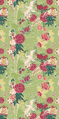 Binnenrolgordijn voor raam met reiger- en plantenprint