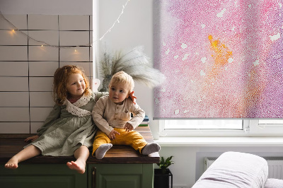 Rolgordijn voor raam met artistieke verfspatprint