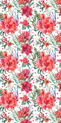 Binnengordijn met rode bloemen