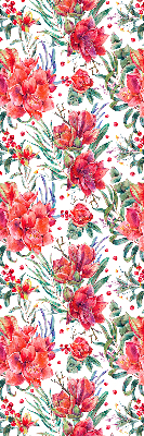 Binnengordijn met rode bloemen
