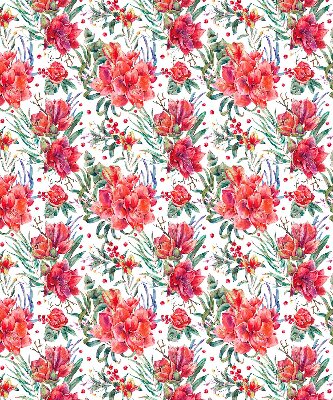 Binnengordijn met rode bloemen
