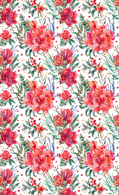 Binnengordijn met rode bloemen