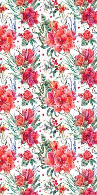 Binnengordijn met rode bloemen
