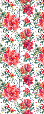 Binnengordijn met rode bloemen
