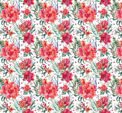 Binnengordijn met rode bloemen