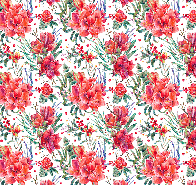 Binnengordijn met rode bloemen