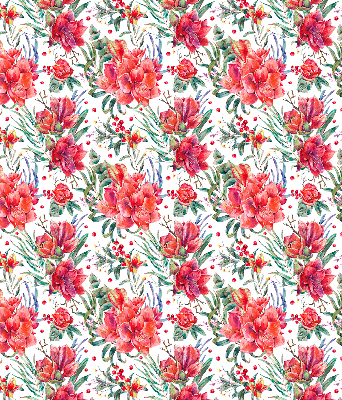 Binnengordijn met rode bloemen