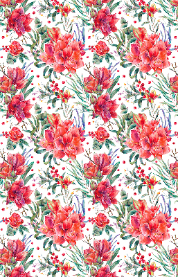 Binnengordijn met rode bloemen