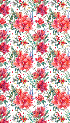 Binnengordijn met rode bloemen