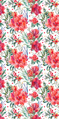 Binnengordijn met rode bloemen