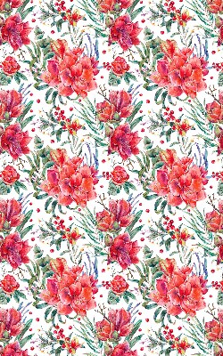 Binnengordijn met rode bloemen