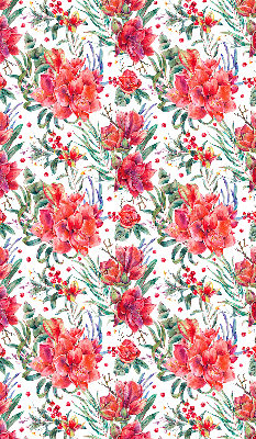 Binnengordijn met rode bloemen