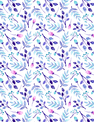Binnenrolgordijn voor raam in blauwe bloemen