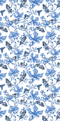 Stoffen rolgordijn met blauwe vlinders