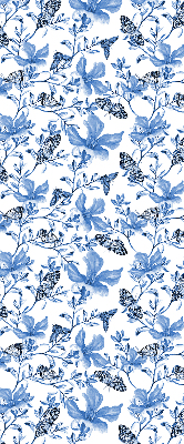 Stoffen rolgordijn met blauwe vlinders