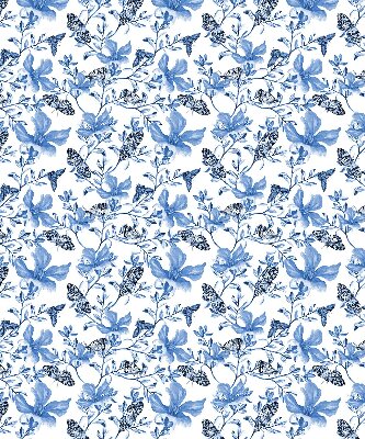 Stoffen rolgordijn met blauwe vlinders