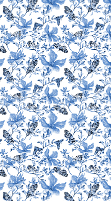 Stoffen rolgordijn met blauwe vlinders