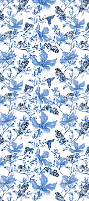 Stoffen rolgordijn met blauwe vlinders