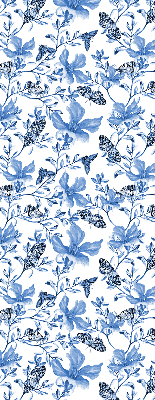 Stoffen rolgordijn met blauwe vlinders