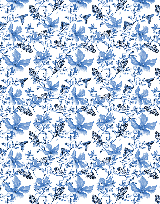 Stoffen rolgordijn met blauwe vlinders