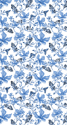 Stoffen rolgordijn met blauwe vlinders