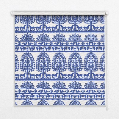 Rolgordijn voor balkondeur in blauw patroon