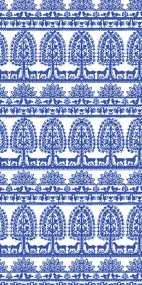 Rolgordijn voor balkondeur in blauw patroon