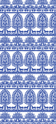 Rolgordijn voor balkondeur in blauw patroon
