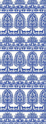 Rolgordijn voor balkondeur in blauw patroon
