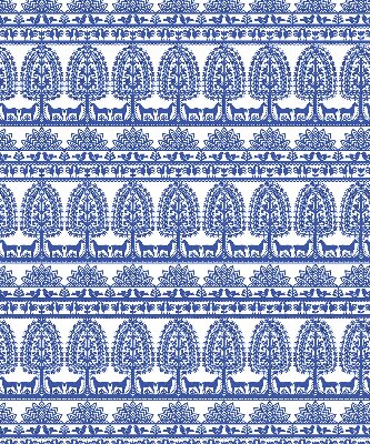 Rolgordijn voor balkondeur in blauw patroon