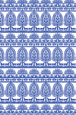 Rolgordijn voor balkondeur in blauw patroon
