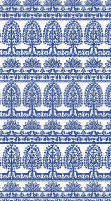 Rolgordijn voor balkondeur in blauw patroon