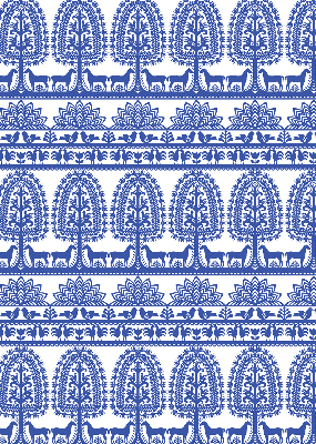 Rolgordijn voor balkondeur in blauw patroon