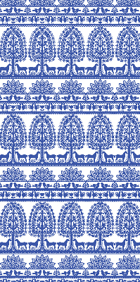 Rolgordijn voor balkondeur in blauw patroon