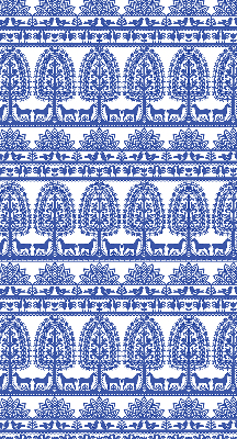 Rolgordijn voor balkondeur in blauw patroon
