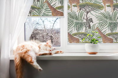 Binnenrolgordijn voor raam met dieren en bomen