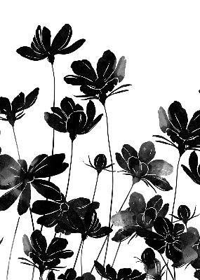 Rolgordijn voor raam in zwarte bloemenprint