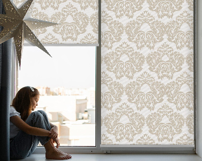 Stoffen rolgordijn in beige met patroon