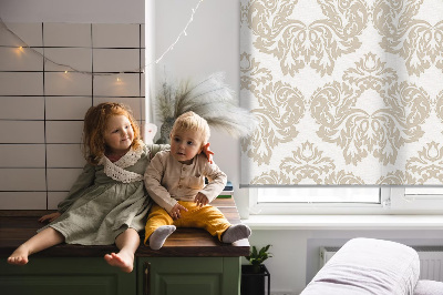 Stoffen rolgordijn in beige met patroon