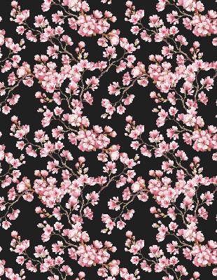 Rolgordijn voor balkondeur met bloemen van een boommotief