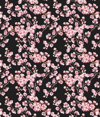 Rolgordijn voor balkondeur met bloemen van een boommotief