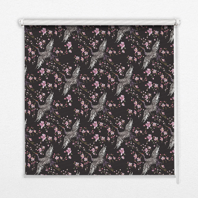 Binnengordijn met reigers en bloemen