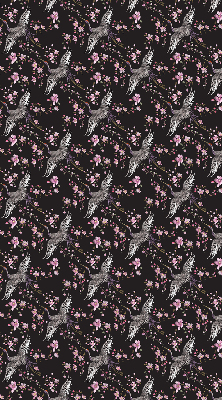 Binnengordijn met reigers en bloemen