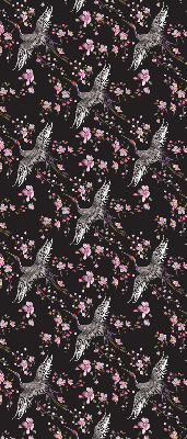 Binnengordijn met reigers en bloemen