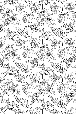Binnenrolgordijn voor raam met geschetste bloemen