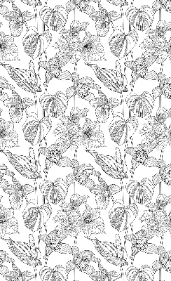 Binnenrolgordijn voor raam met geschetste bloemen