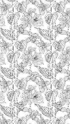 Binnenrolgordijn voor raam met geschetste bloemen