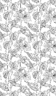 Binnenrolgordijn voor raam met geschetste bloemen