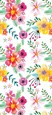 Stoffen rolgordijn met geschilderde bloemen